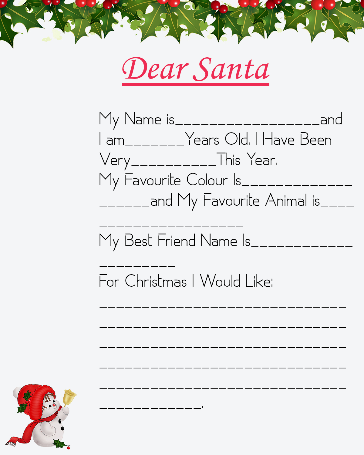 10+ Free Blank Printable Santa Letter Template | How To Wiki In Santa Letter Template Word