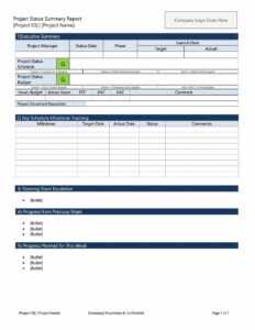 10 Project Progress Reports Templates | Business Letter in Executive Summary Project Status Report Template