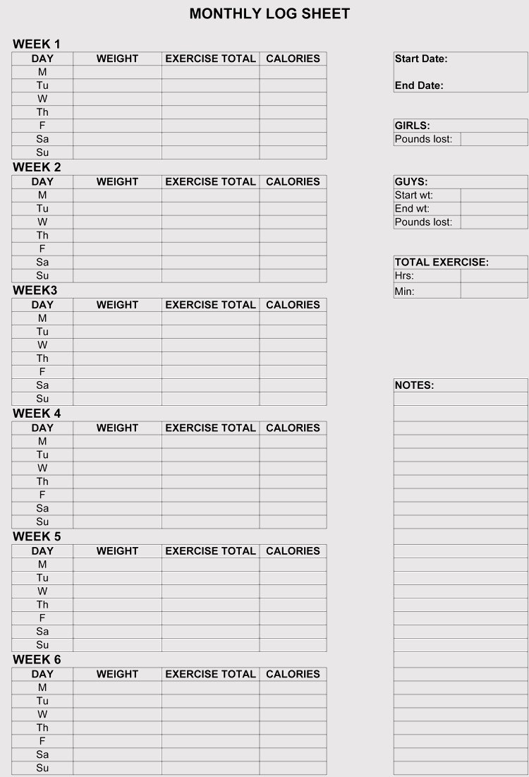 12+ Blank Workout Log Sheet Templates To Track Your Progress Regarding Blank Workout Schedule Template