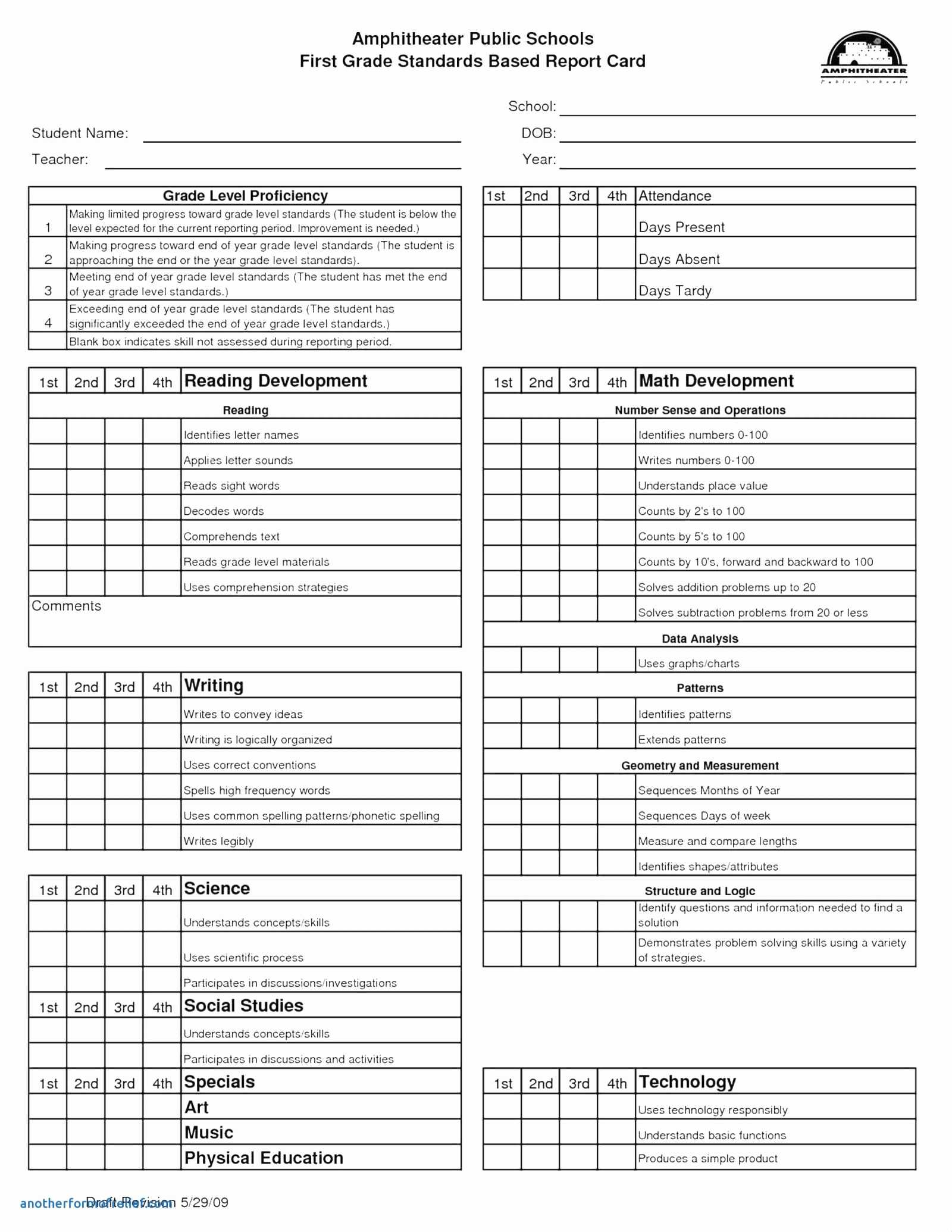 12 Report Card Template | Radaircars For Blank Report Card Template