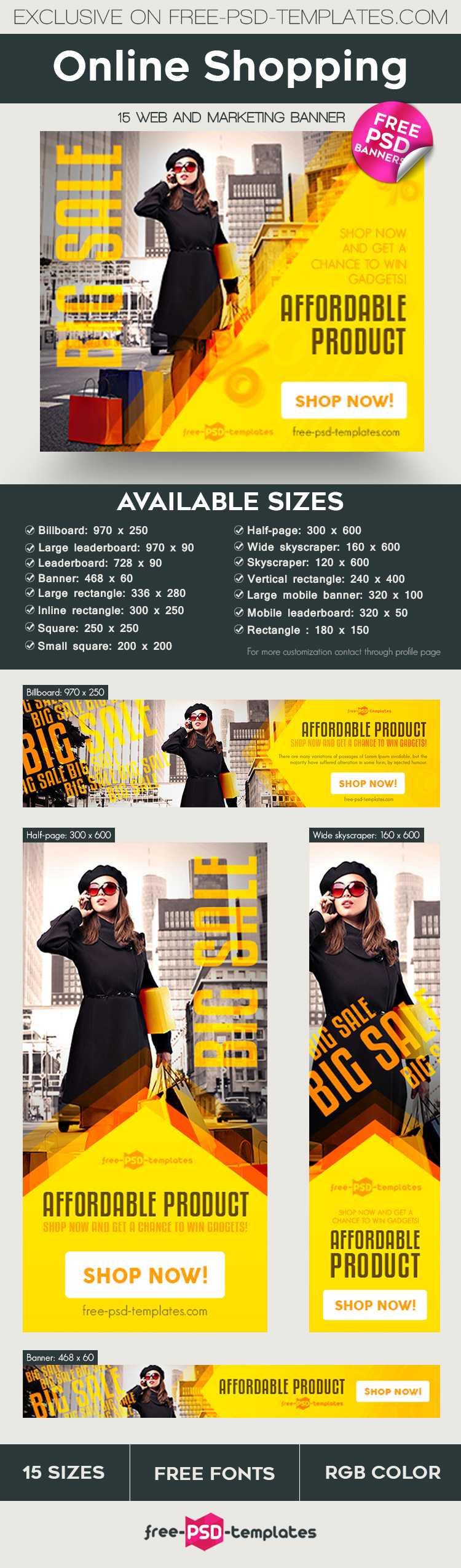 15 Free Online Shopping Banner In Psd On Behance With Free Online Banner Templates