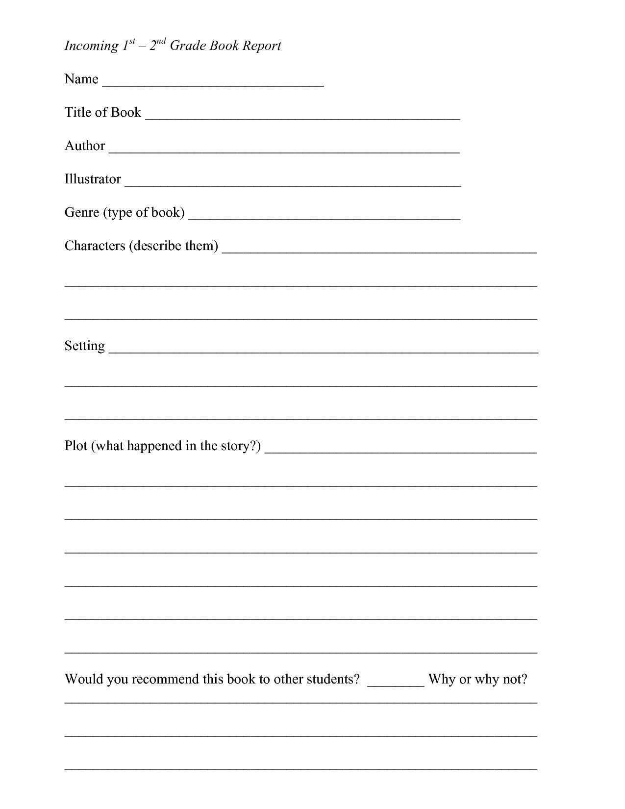 1St Grade Book Report Worksheets | Printable Worksheets And Throughout 1St Grade Book Report Template