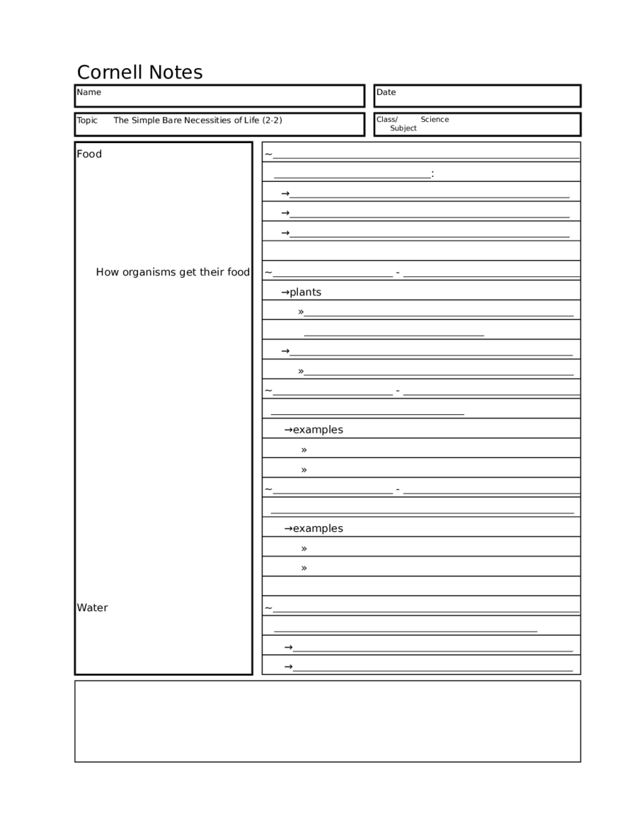 2020 Cornell Notes Template – Fillable, Printable Pdf Regarding Note Taking Template Word