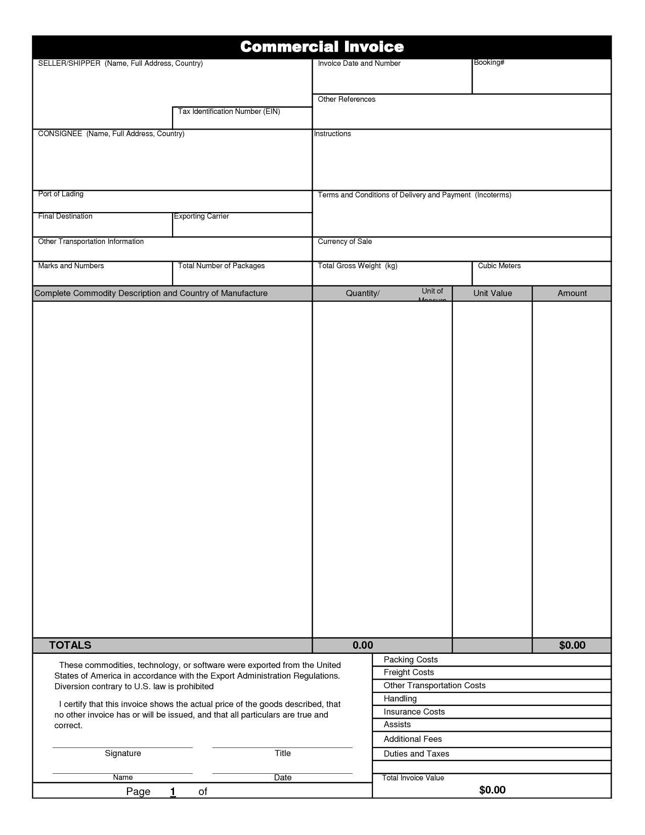 21 Inspirational Commercial Invoice Template Excel Pertaining To Commercial Invoice Template Word Doc