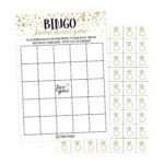 25 Gold Vintage Bingo Game Cards For Bridal Wedding Shower And Bachelorette  Party, Bulk Blank Squares To Fill In Gift Ideas, Funny Supplies For Bride Regarding Blank Bridal Shower Bingo Template