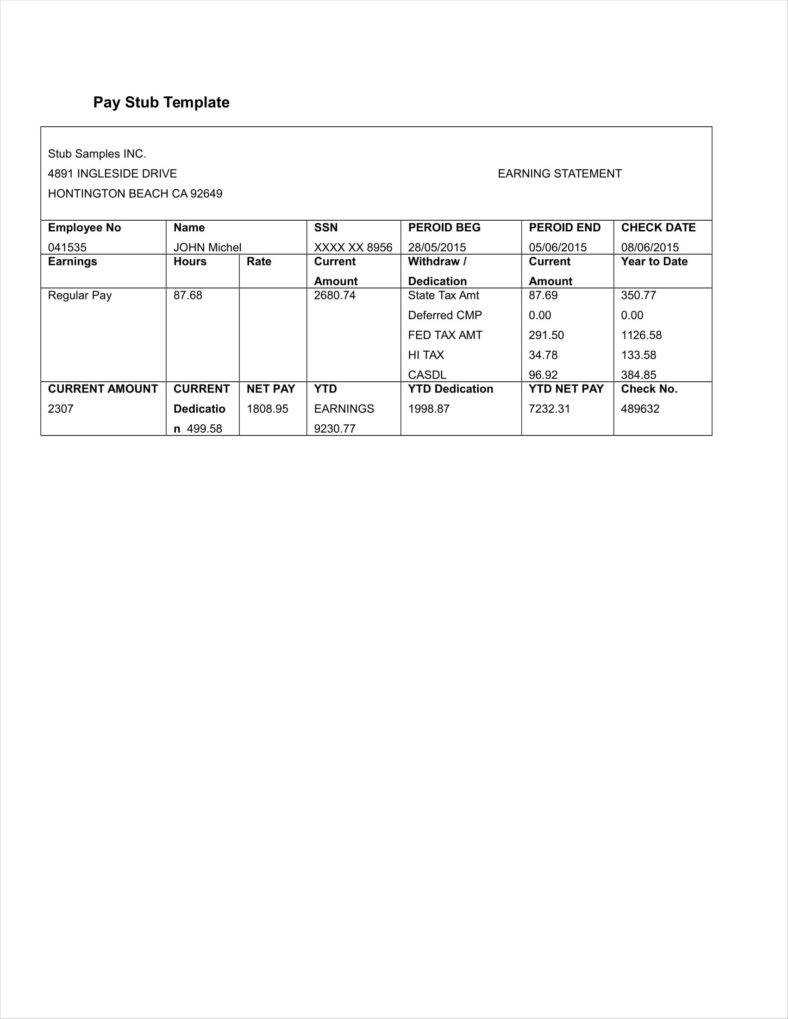 27+ Free Pay Stub Templates - Pdf, Doc, Xls Format Download Within Pay Stub Template Word Document