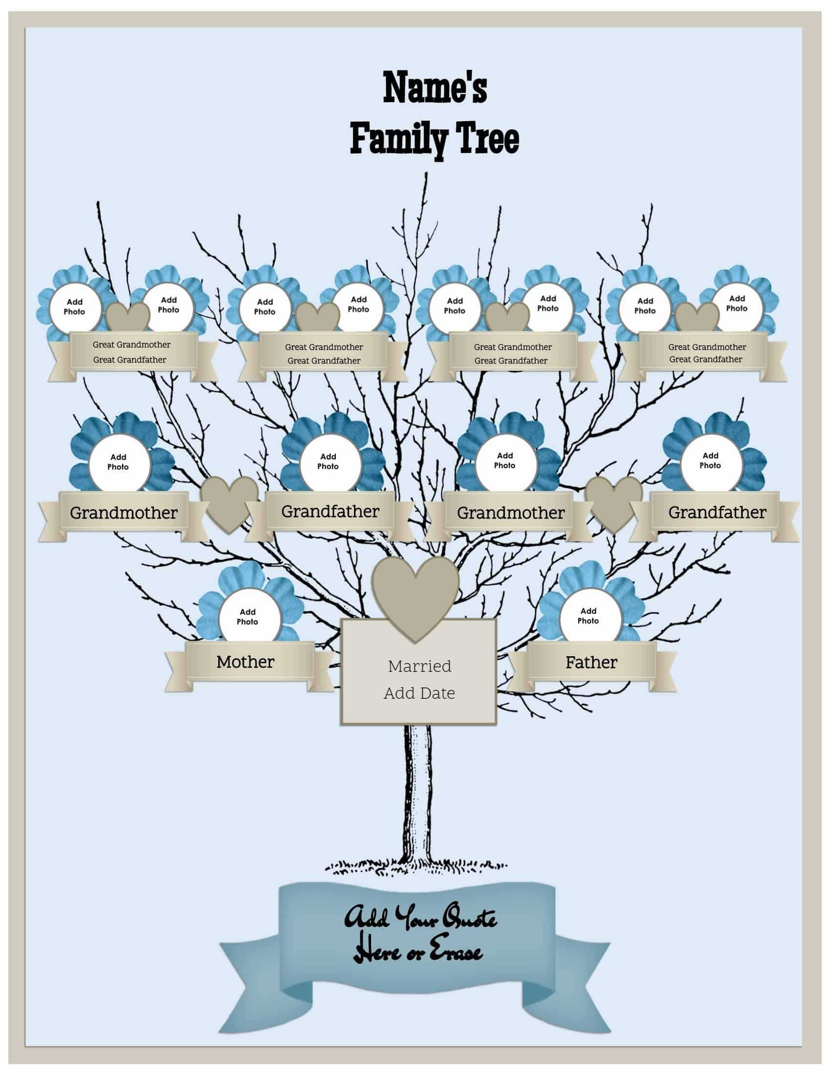 3 Generation Family Tree Generator | All Templates Are Free Within Blank Family Tree Template 3 Generations