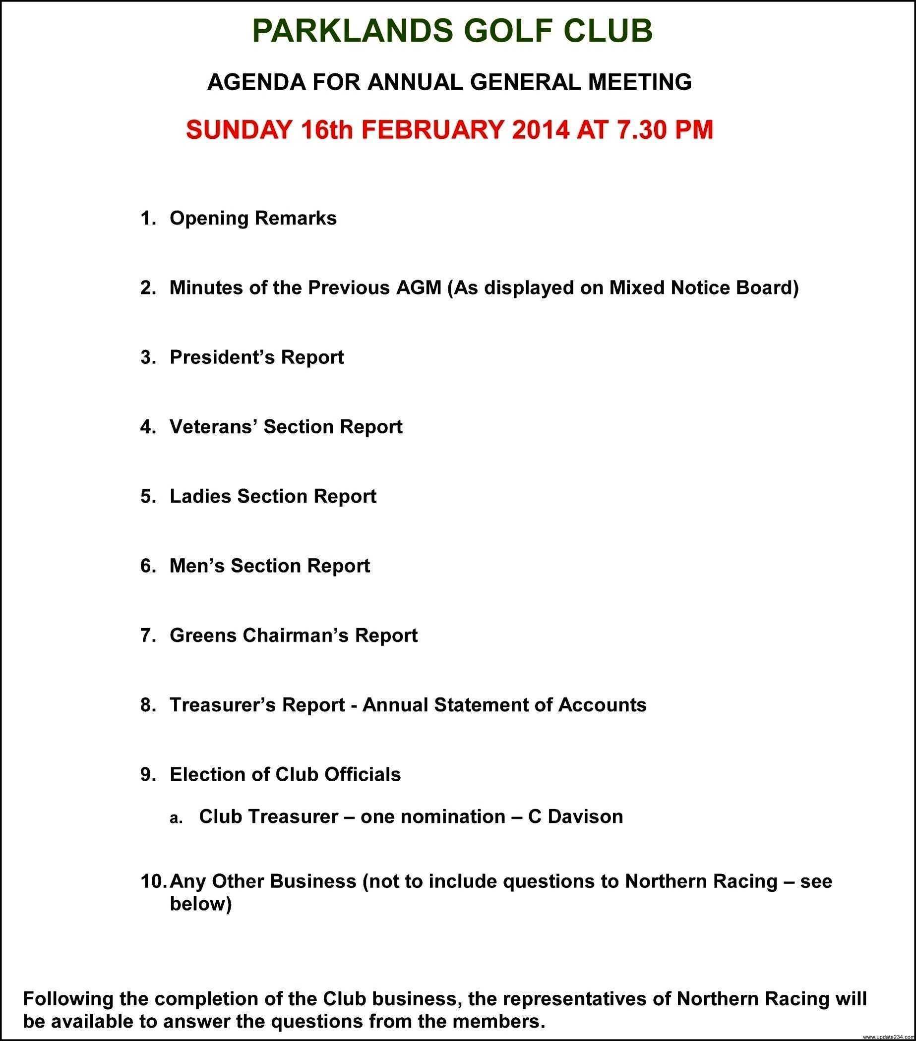 31 Format Agm Meeting Agenda Template Makeragm Meeting With Treasurer's Report Agm Template