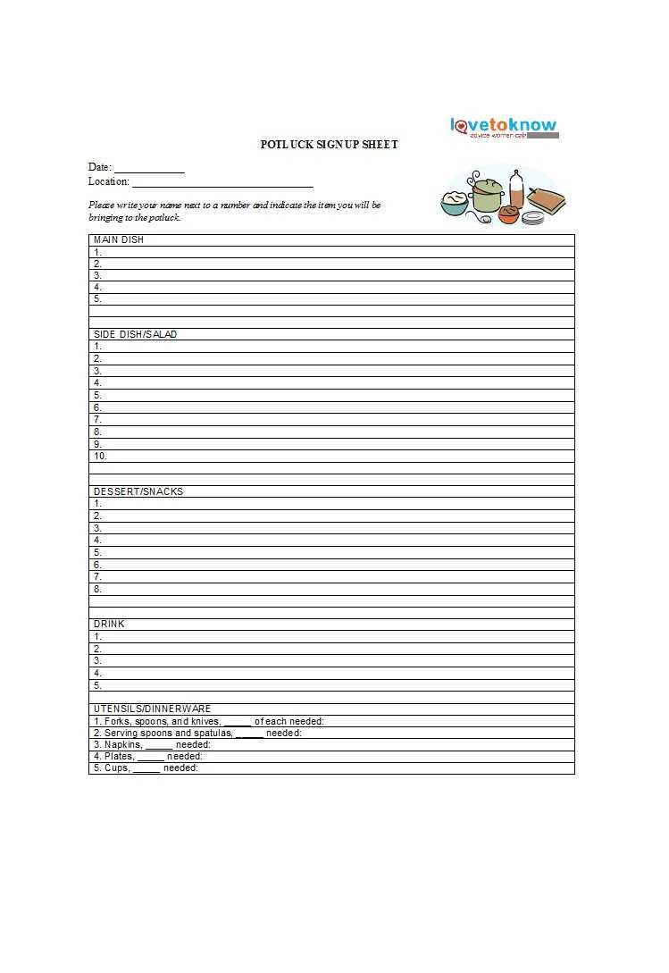 38 Best Potluck Sign Up Sheets (For Any Occasion) ᐅ Templatelab Intended For Potluck Signup Sheet Template Word