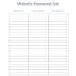 39 Best Password List Templates (Word, Excel & Pdf) ᐅ In Blank Table Of Contents Template Pdf