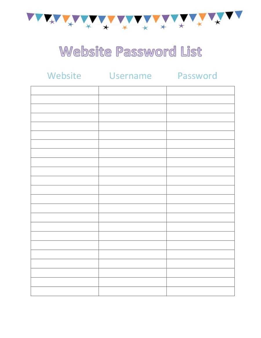 39 Best Password List Templates (Word, Excel & Pdf) ᐅ In Blank Table Of Contents Template Pdf