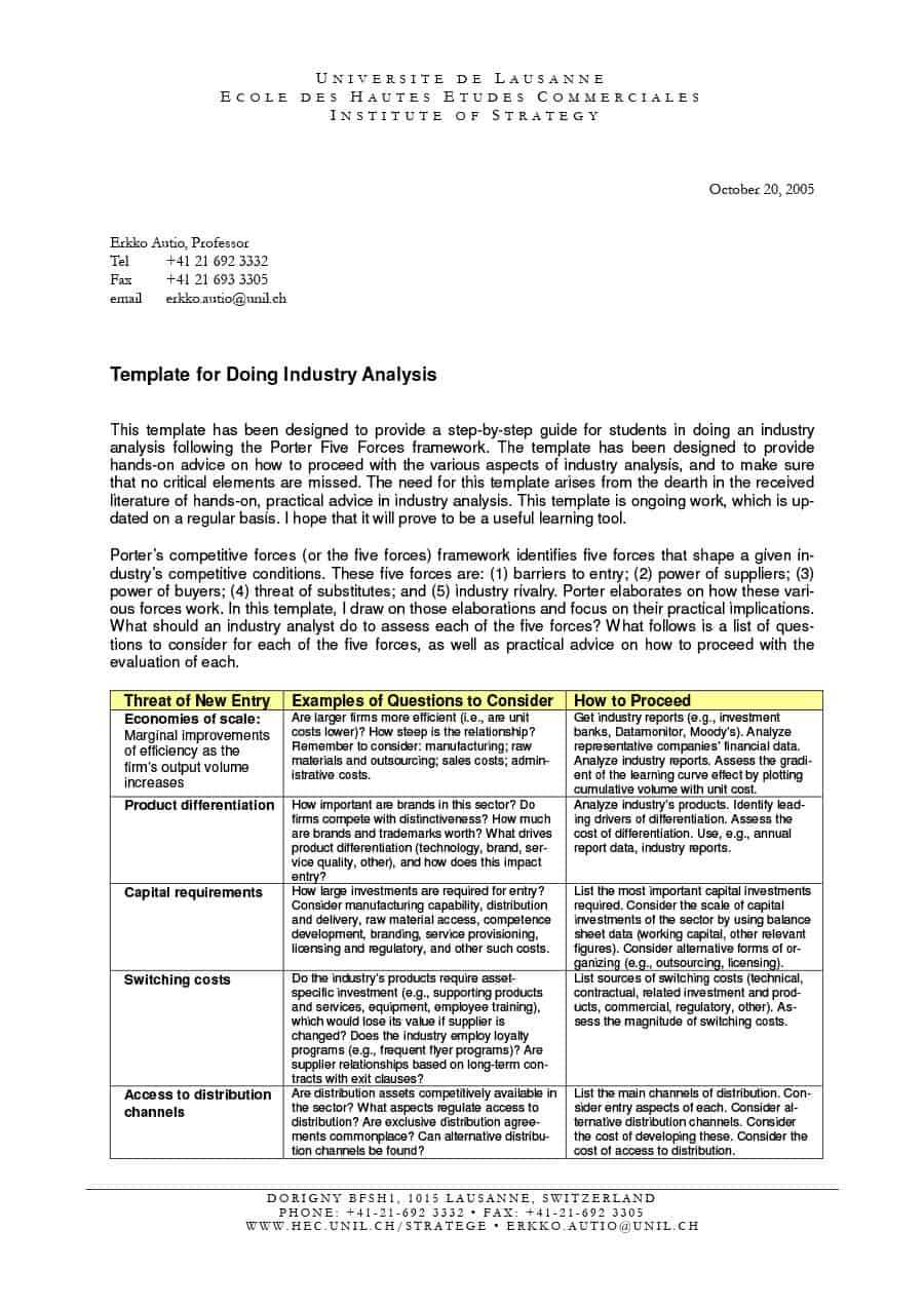 39 Free Industry Analysis Examples & Templates ᐅ Templatelab With Regard To Industry Analysis Report Template