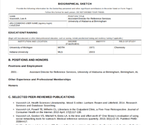 396B Biosketch Nih Template | Wiring Resources within Nih Biosketch Template Word