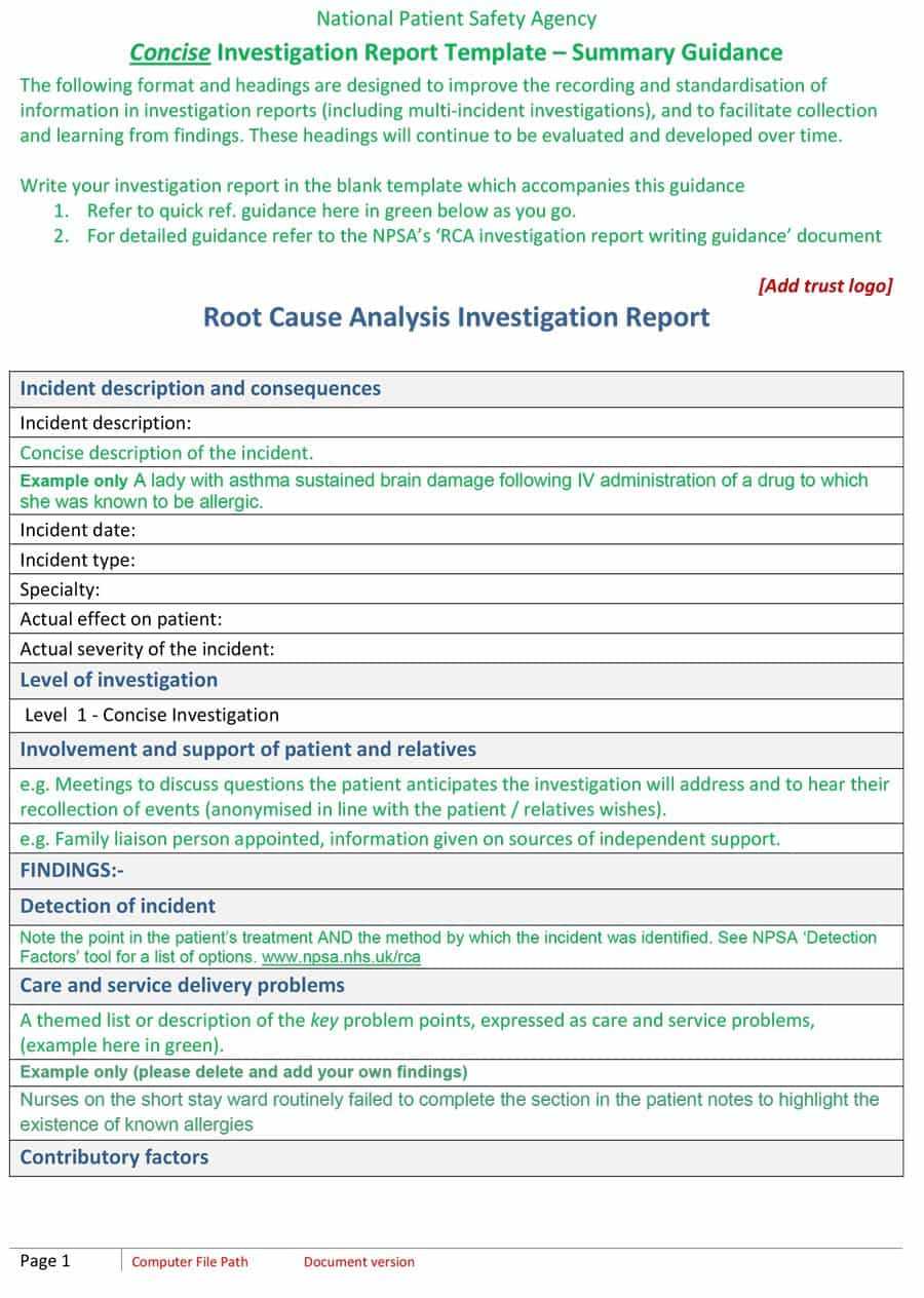 40+ Effective Root Cause Analysis Templates, Forms & Examples Inside Failure Investigation Report Template