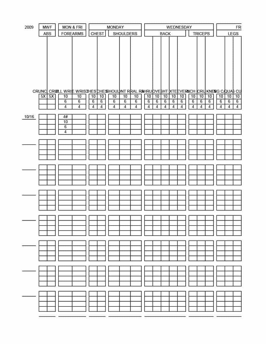 40+ Effective Workout Log & Calendar Templates ᐅ Templatelab In Blank Workout Schedule Template