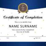 40 Fantastic Certificate Of Completion Templates [Word With Blank Award Certificate Templates Word
