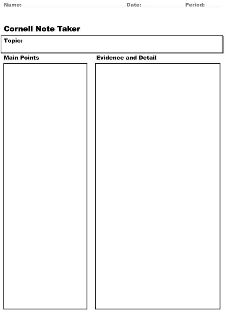 40 Free Cornell Note Templates (With Cornell Note Taking Inside Note Taking Template Word