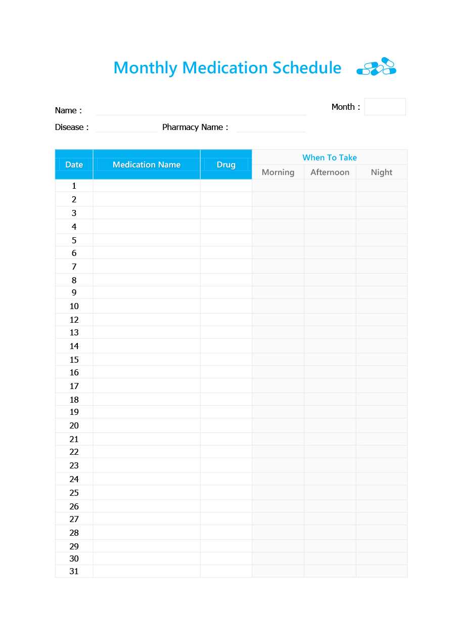 40 Great Medication Schedule Templates (+Medication Calendars) Pertaining To Blank Medication List Templates