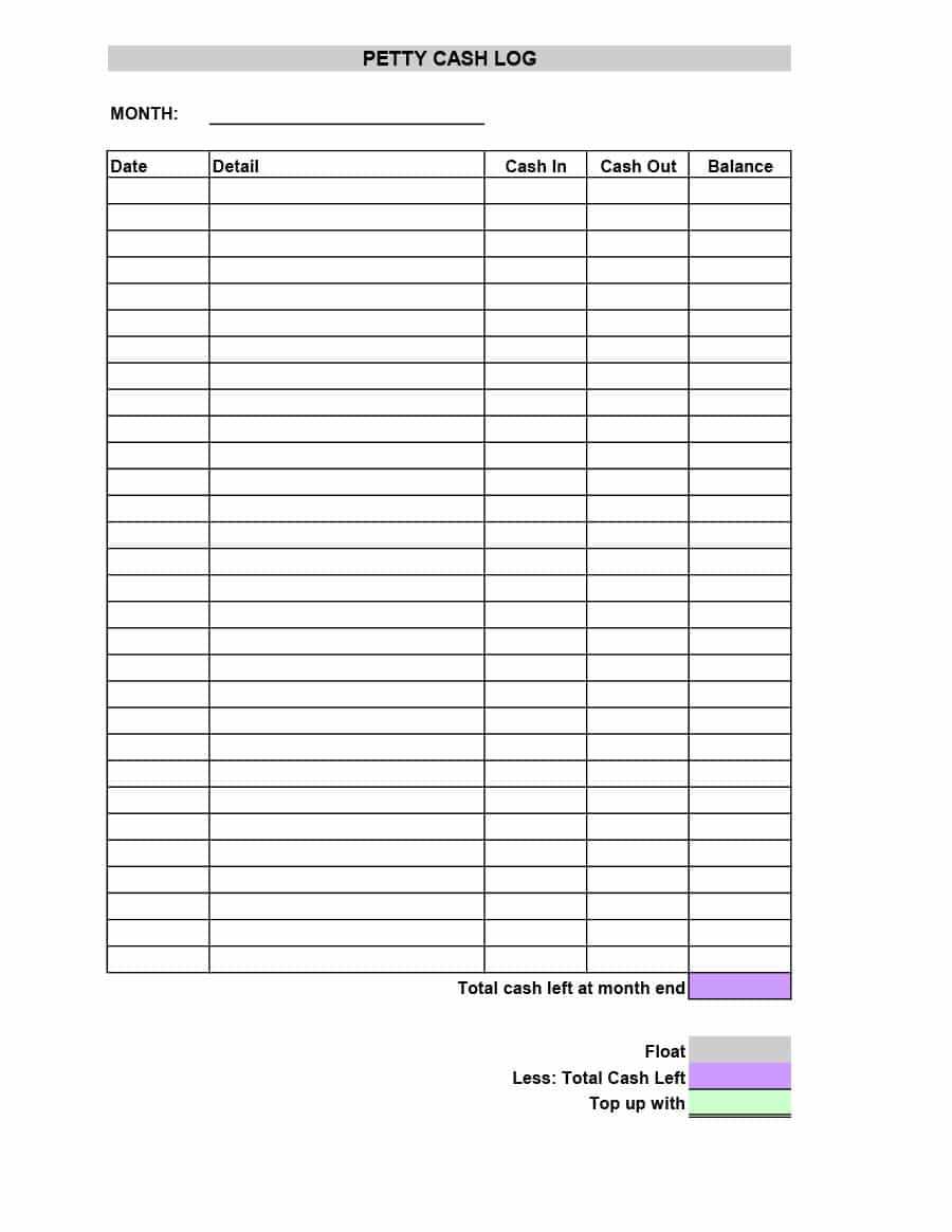 40 Petty Cash Log Templates & Forms [Excel, Pdf, Word] ᐅ Pertaining To End Of Day Cash Register Report Template