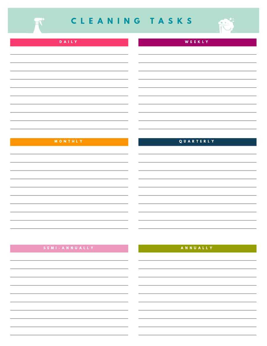 40 Printable House Cleaning Checklist Templates ᐅ Templatelab Regarding Blank Cleaning Schedule Template