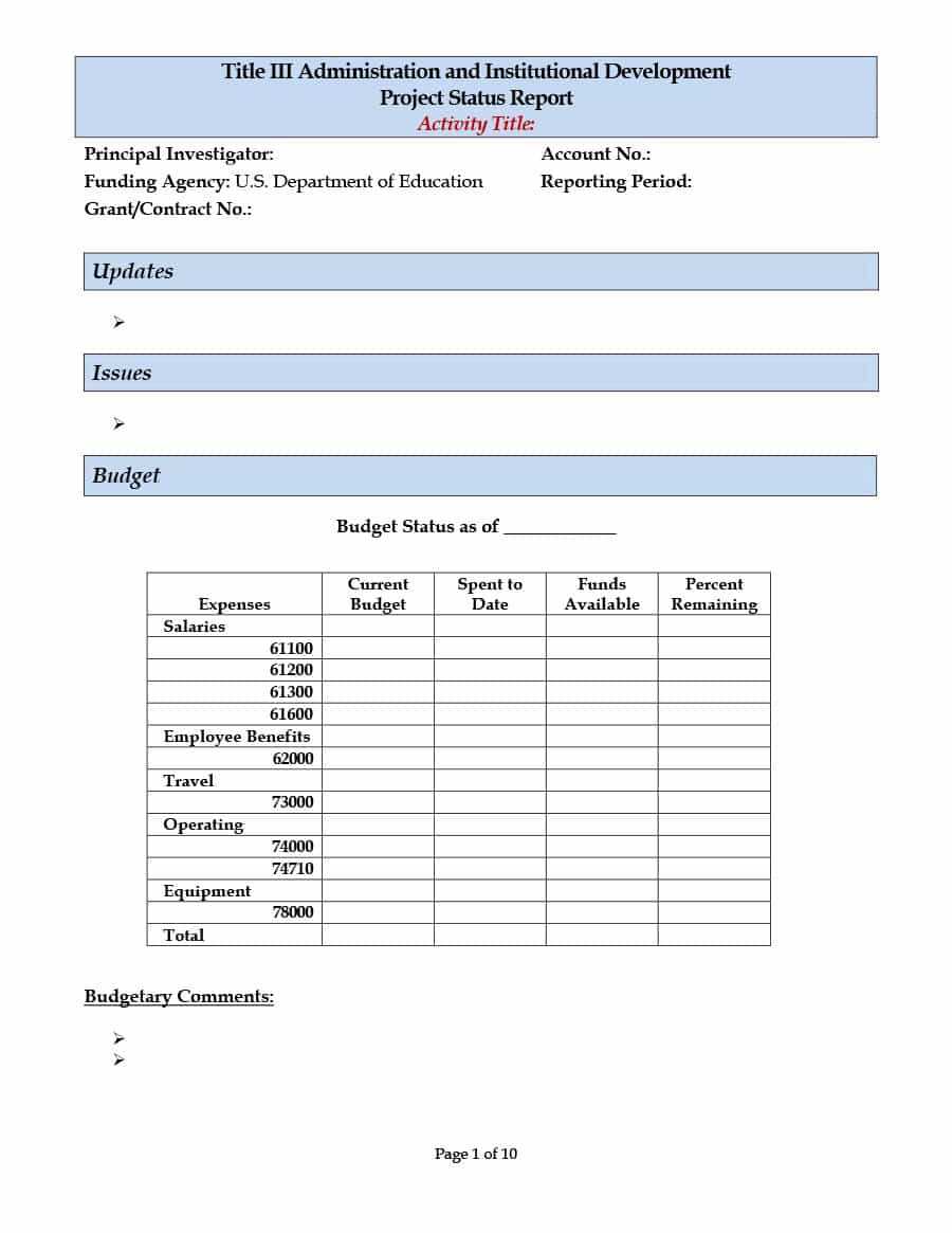40+ Project Status Report Templates [Word, Excel, Ppt] ᐅ Throughout Staff Progress Report Template