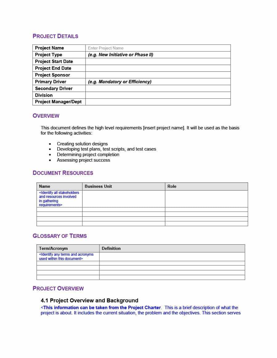 40+ Simple Business Requirements Document Templates ᐅ In Reporting Requirements Template