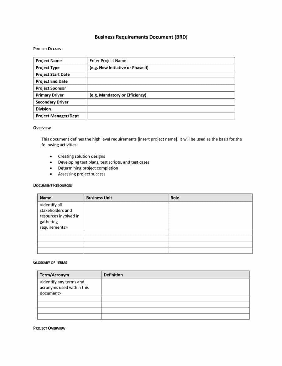 40+ Simple Business Requirements Document Templates ᐅ With Regard To Reporting Requirements Template