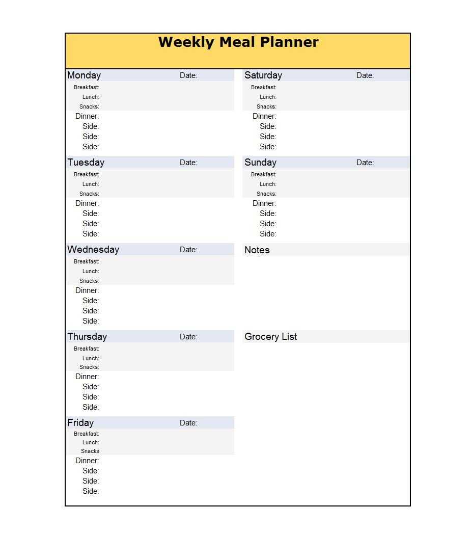 40+ Weekly Meal Planning Templates ᐅ Templatelab Inside Menu Planning Template Word
