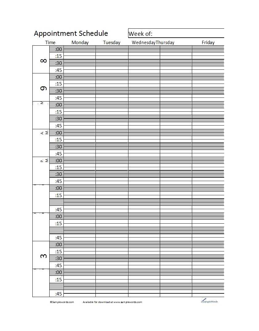 45 Printable Appointment Schedule Templates [& Appointment Throughout Appointment Card Template Word