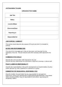 47 Job Description Templates &amp; Examples ᐅ Templatelab with Job Descriptions Template Word