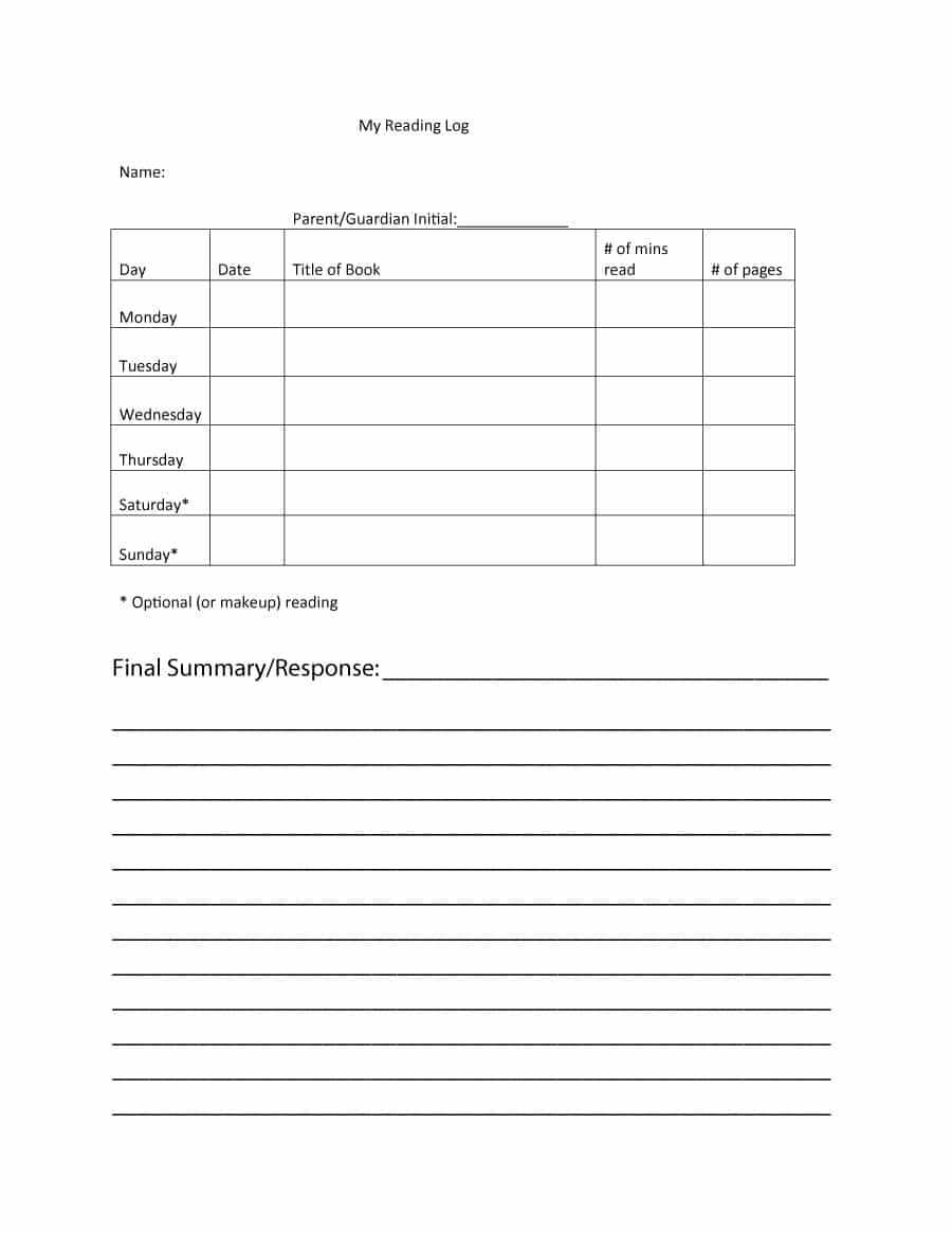 47 Printable Reading Log Templates For Kids, Middle School In Book Report Template Grade 1