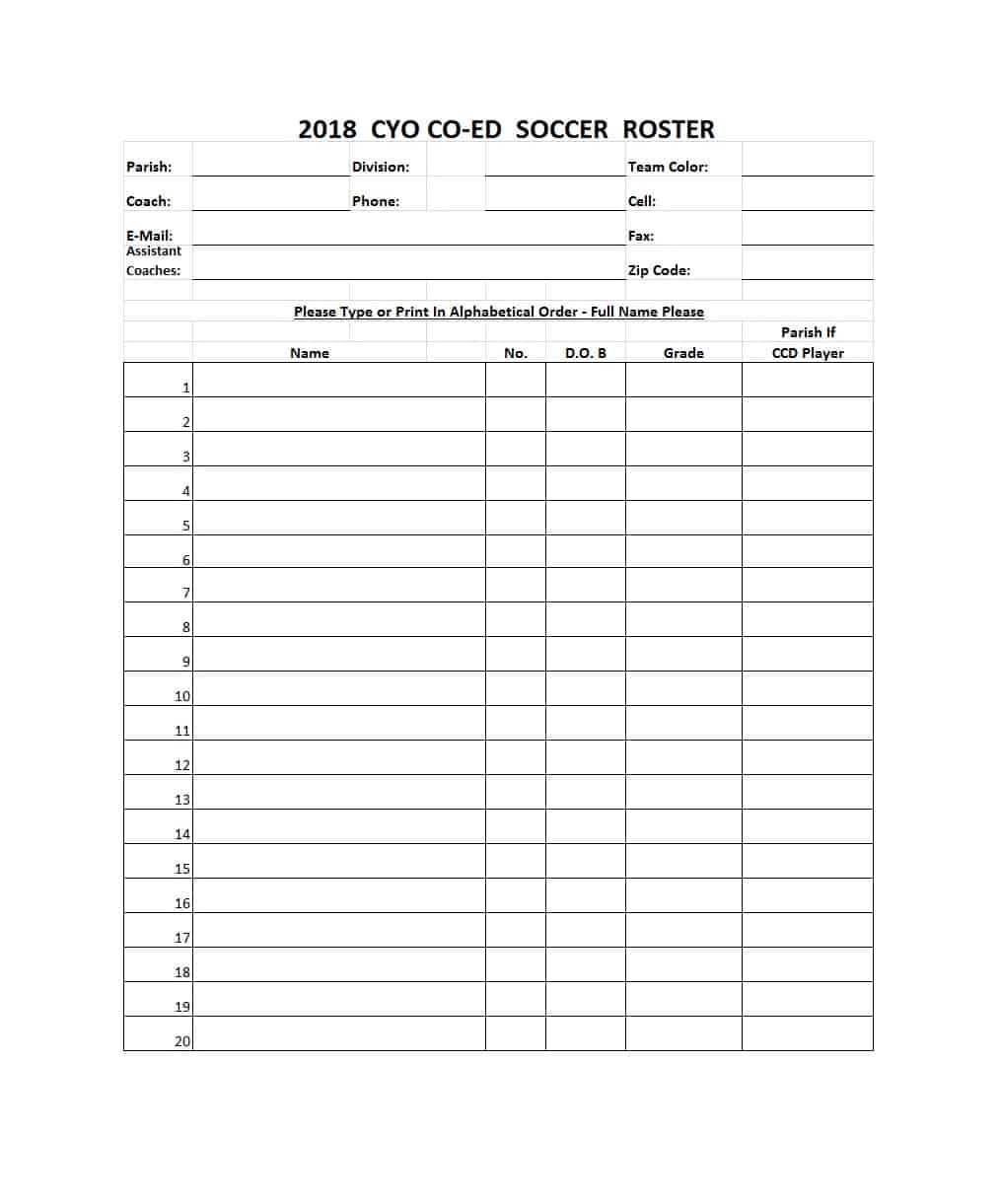 49 Printable Soccer Roster Templates (Soccer Lineup Sheets) ᐅ Inside Soccer Report Card Template