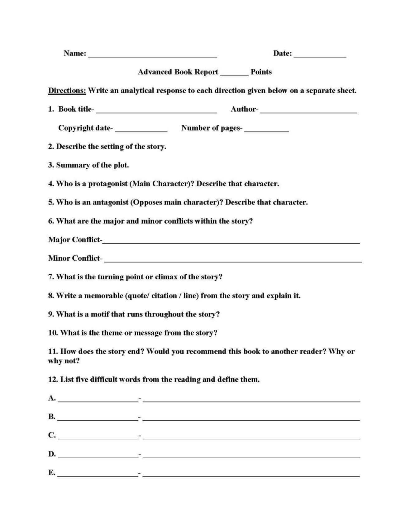 4Th Grade Book Report Worksheets | Printable Worksheets And In 2Nd Grade Book Report Template