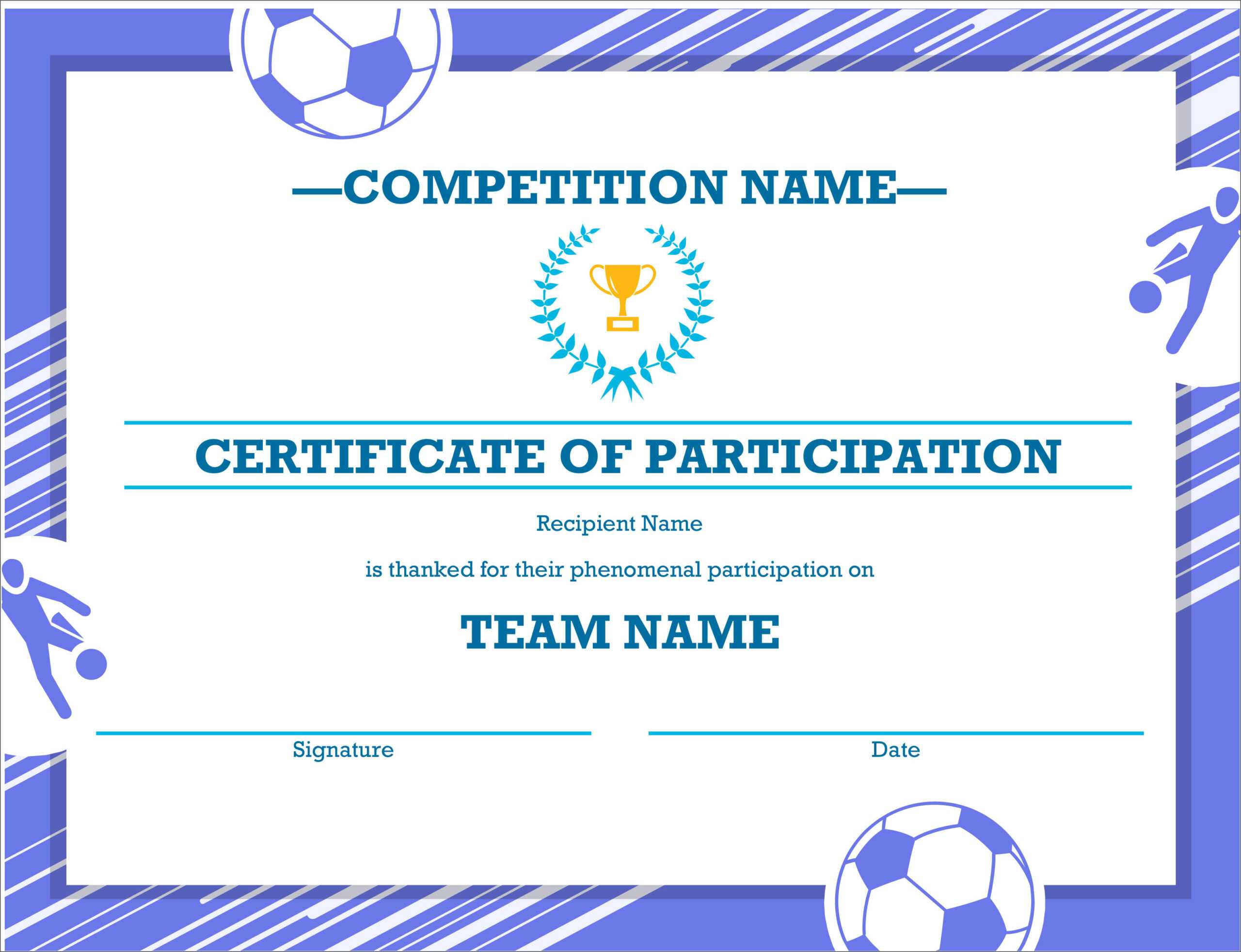 50 Free Creative Blank Certificate Templates In Psd Throughout Soccer Certificate Templates For Word
