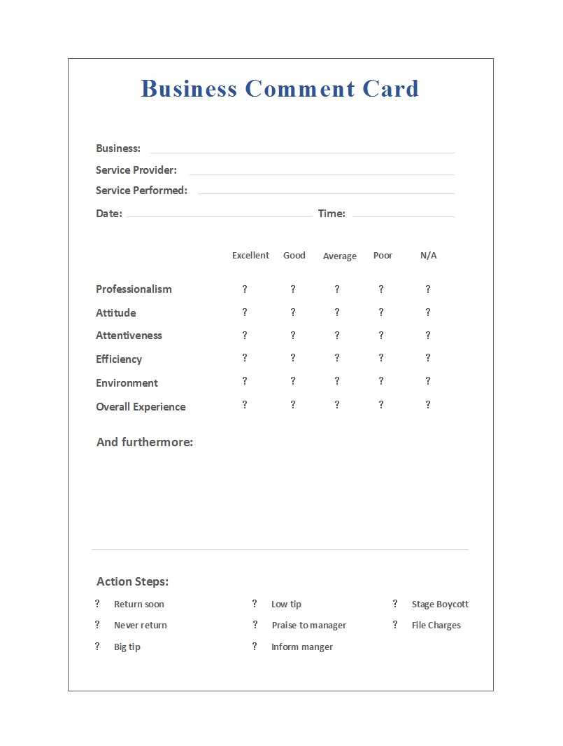 50 Printable Comment Card & Feedback Form Templates ᐅ With Regard To Student Feedback Form Template Word