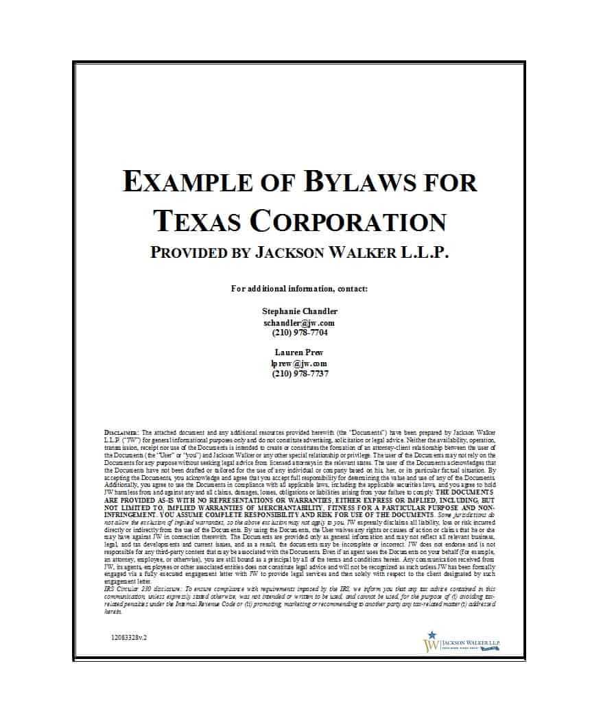 50 Simple Corporate Bylaws Templates & Samples ᐅ Templatelab With Corporate Bylaws Template Word