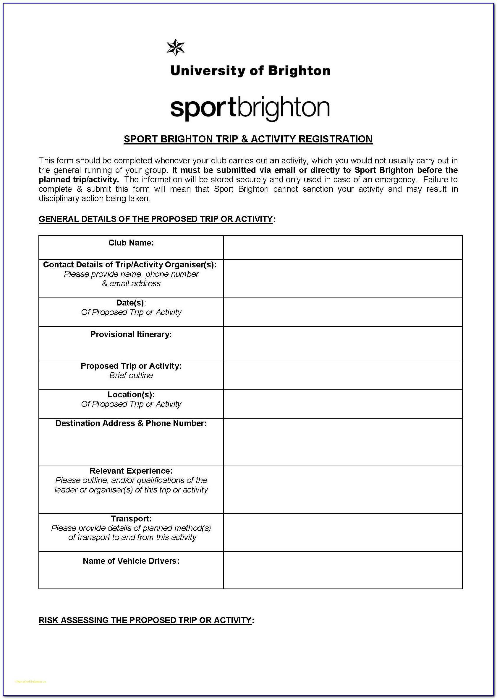 5K Race Registration Form Template | Marseillevitrollesrugby For Camp Registration Form Template Word