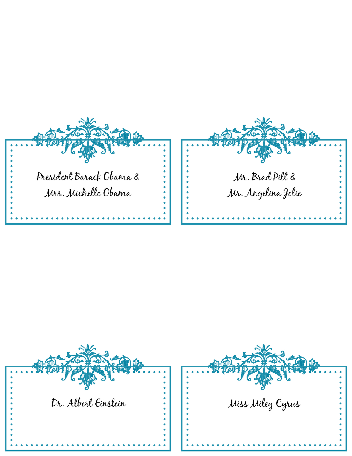 6 Best Images Of Free Printable Wedding Place Cards - Free For Wedding Place Card Template Free Word