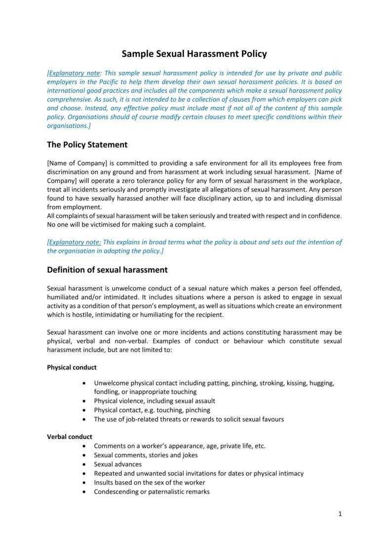 6+ Harassment Policy Templates – Pdf, Doc | Free & Premium Inside Sexual Harassment Investigation Report Template