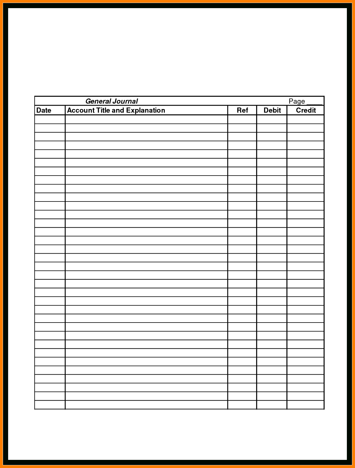 8+ General Journal Ledger Template – Manual Journal Intended For Double Entry Journal Template For Word