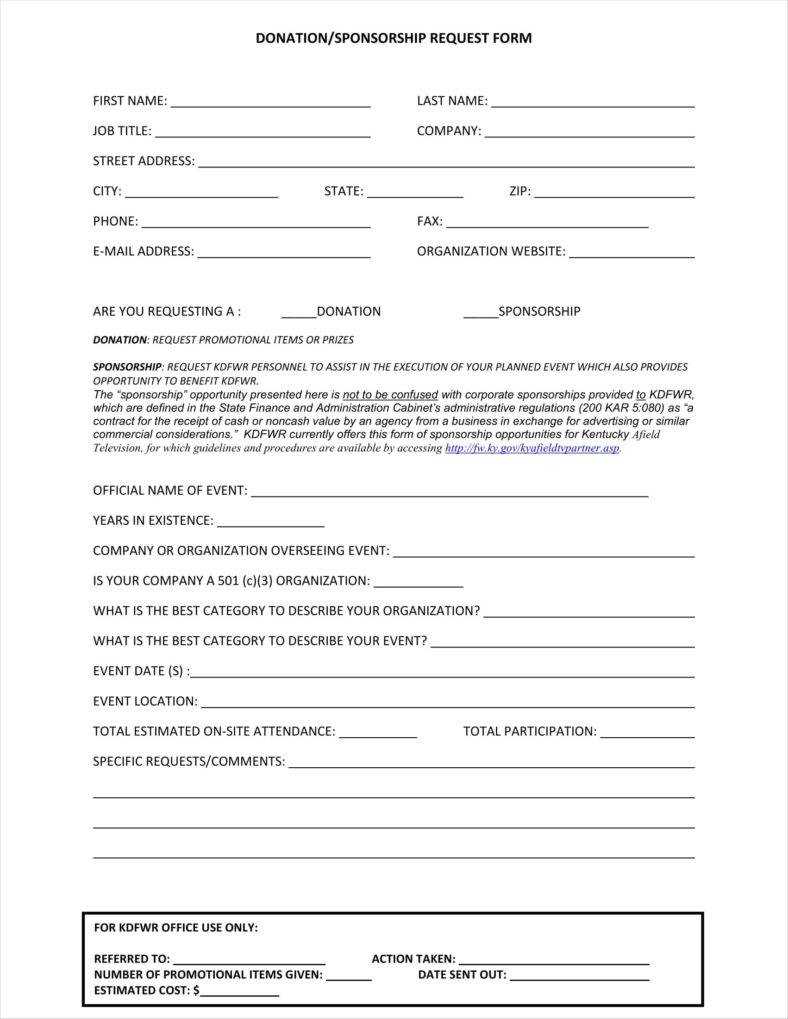 9+ Donation Application Form Templates Free Pdf Format With Blank Sponsor Form Template Free