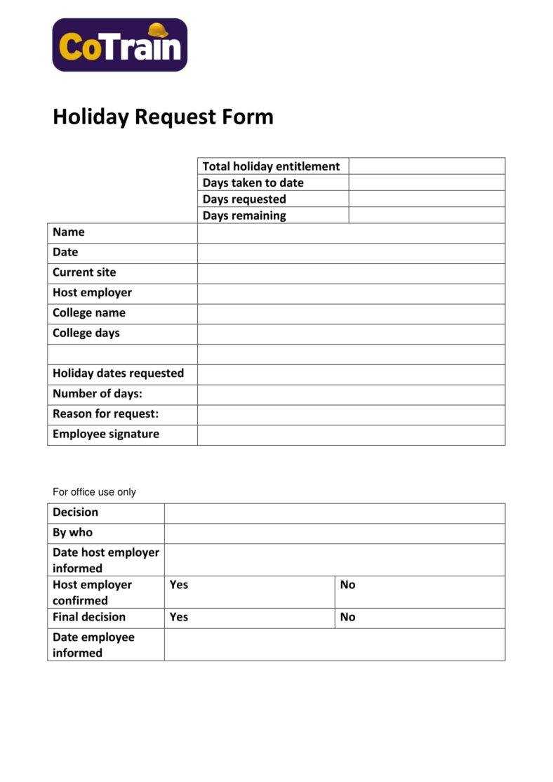 9+ Holiday Request Form Templates – Pdf, Doc | Free Throughout Check Request Template Word