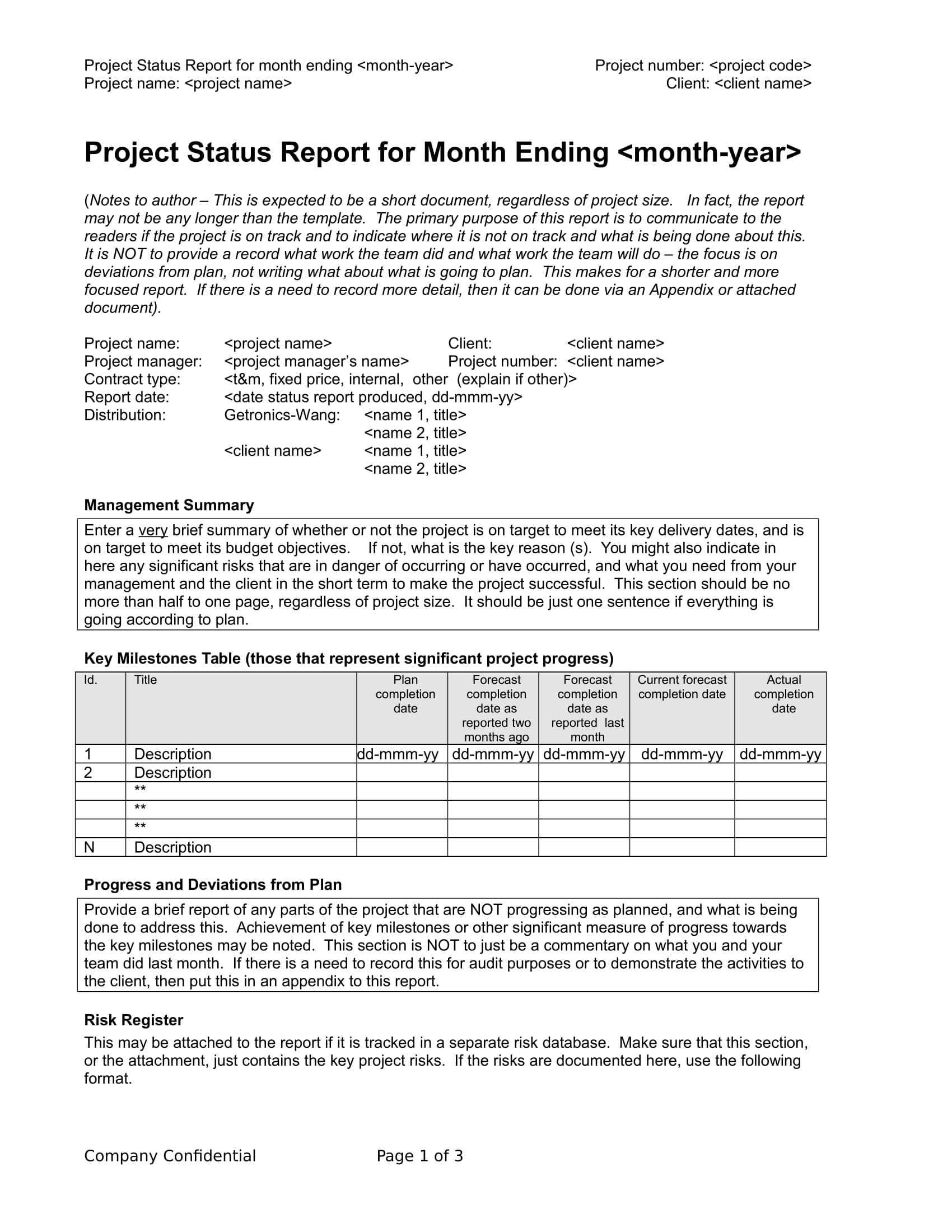 9+ Status Report Examples – Doc, Pdf | Examples For Project Manager Status Report Template