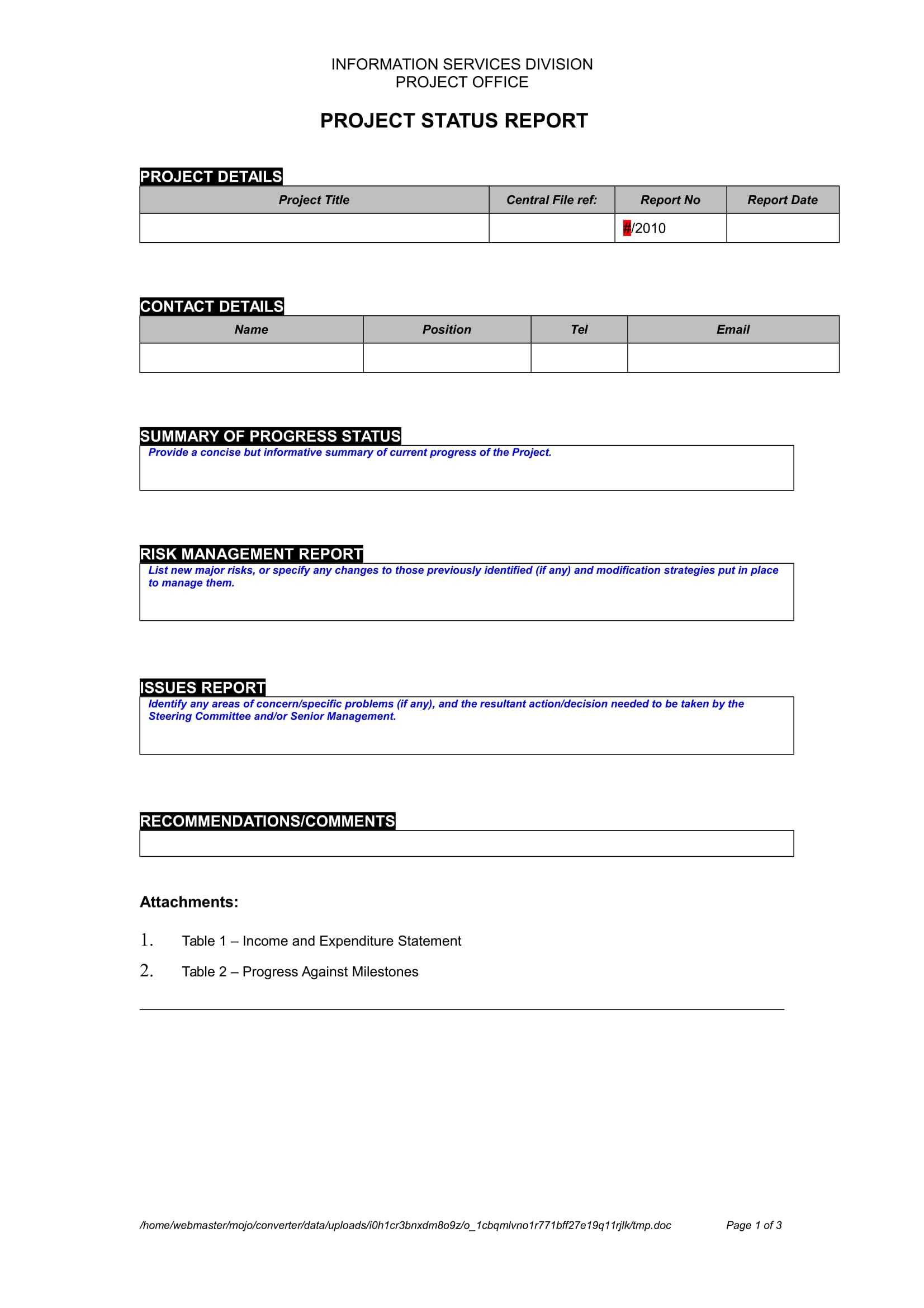 9+ Status Report Examples – Doc, Pdf | Examples In Progress Report Template Doc