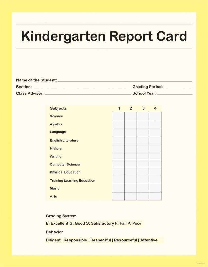 93 Adding Homeschool Kindergarten Report Card Template For Within Kindergarten Report Card Template