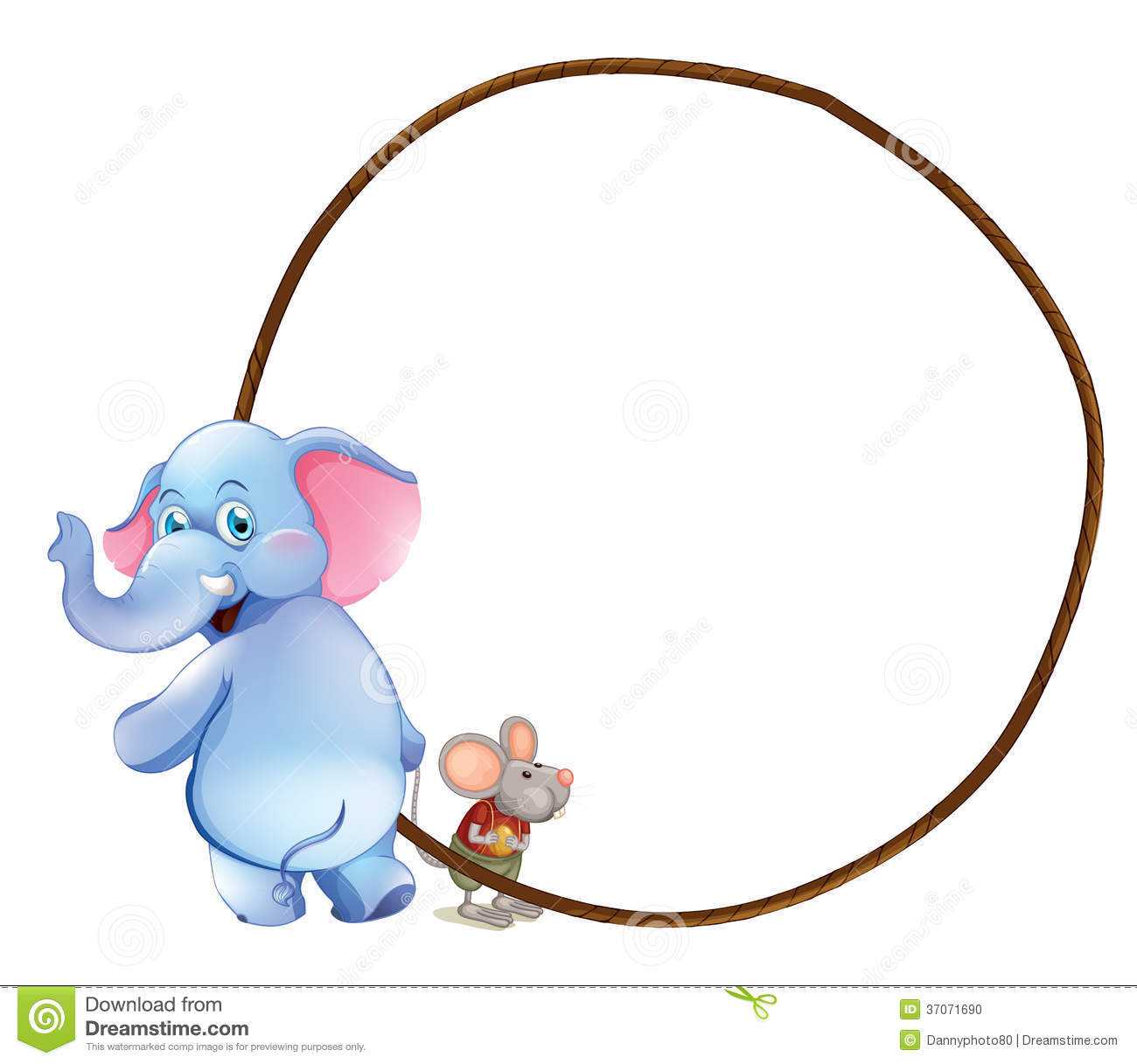A Round Empty Template With An Elephant And A Mouse Stock Throughout Blank Elephant Template