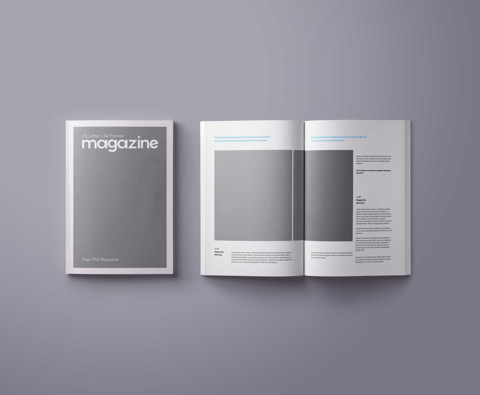 A4 And Us Letter Magazine Mockup (Psd) Throughout Blank Magazine Template Psd