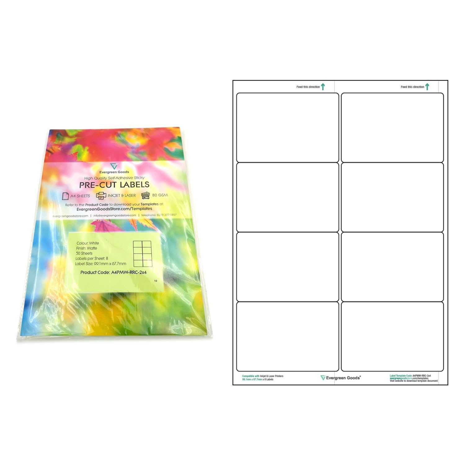 A4 Pre Cut Multi Matte White Paper Labels (2X4, 8 Labels Per Within 8 Labels Per Sheet Template Word