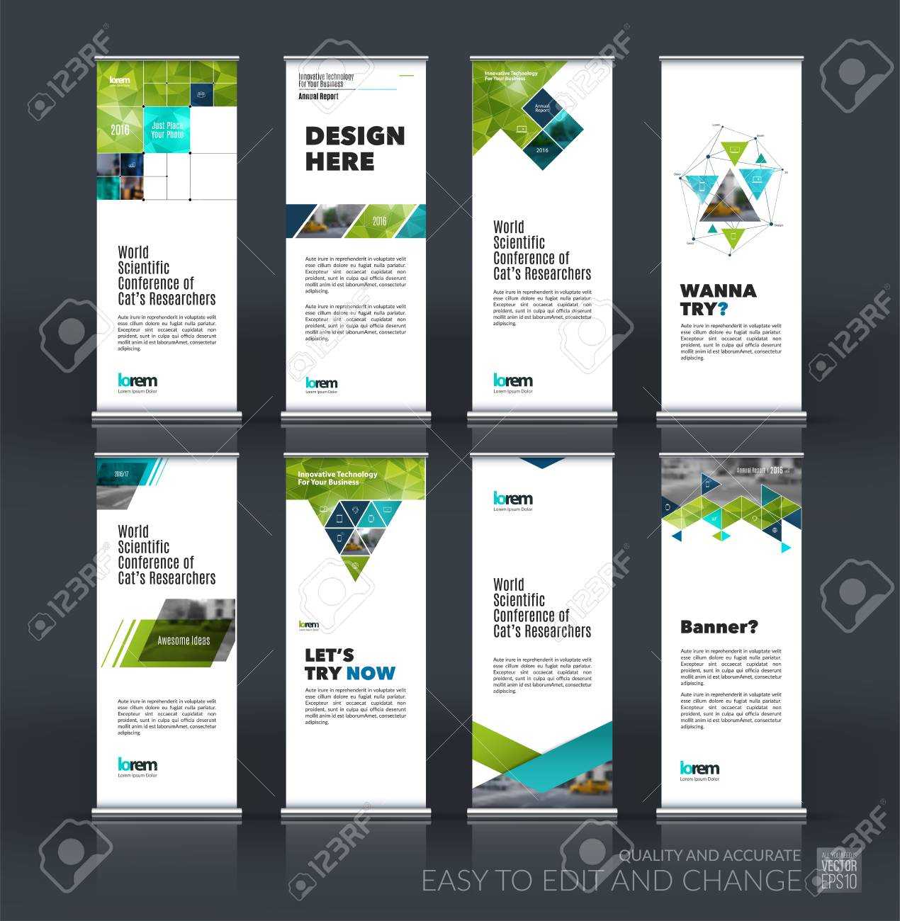 Abstract Business Vector Set Of Modern Roll Up Banner Stand Design.. Pertaining To Banner Stand Design Templates