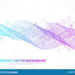 Abstract Colorful Wave Lines Background. Dynamic Particles Within Sound Report Template